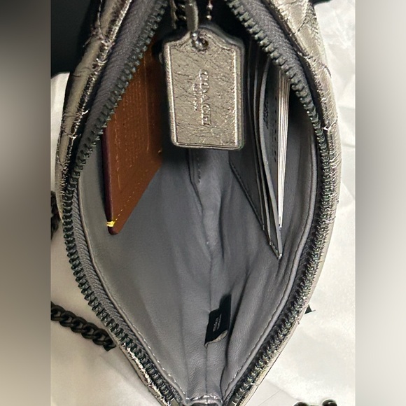 COACH Bundle•Quilted Leather Pouch Bag and Card Case in Metallic Anthracite - Picture 9 of 11